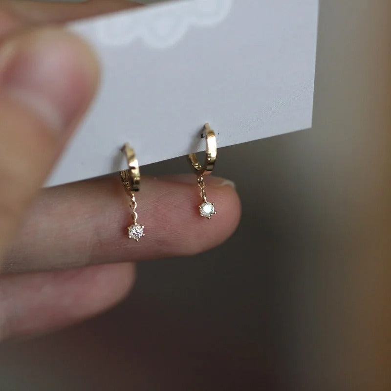 Silver Needle Simple Shiny Zircon Earrings Gold Plating Jewelry Crystal Stud Earrings Women.