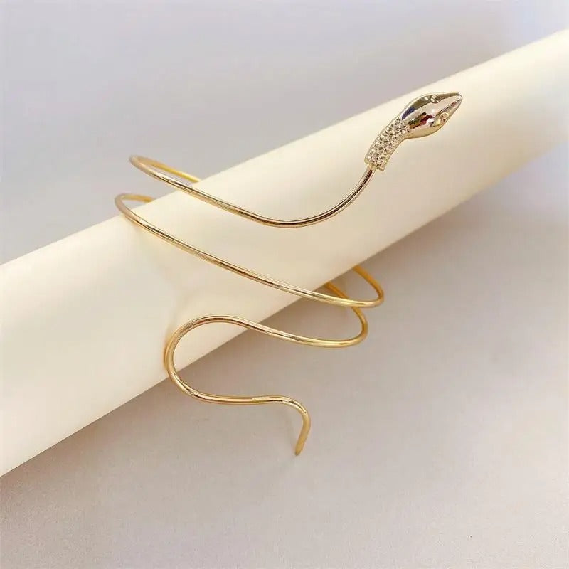 2025 Punk Coiled Snake Spiral Upper Arm Cuff Armlet Armband Bangle Women Jewelry Egypt Swirl Snake Arm Cuff Armlet Bracelet