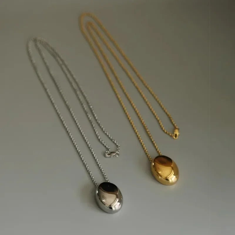 Fashion Metal Oval Pendant Necklace for Women Long Luxury Sweater Chain Charm Thin Chain Necklace Party Elegant Jewelry Gifts