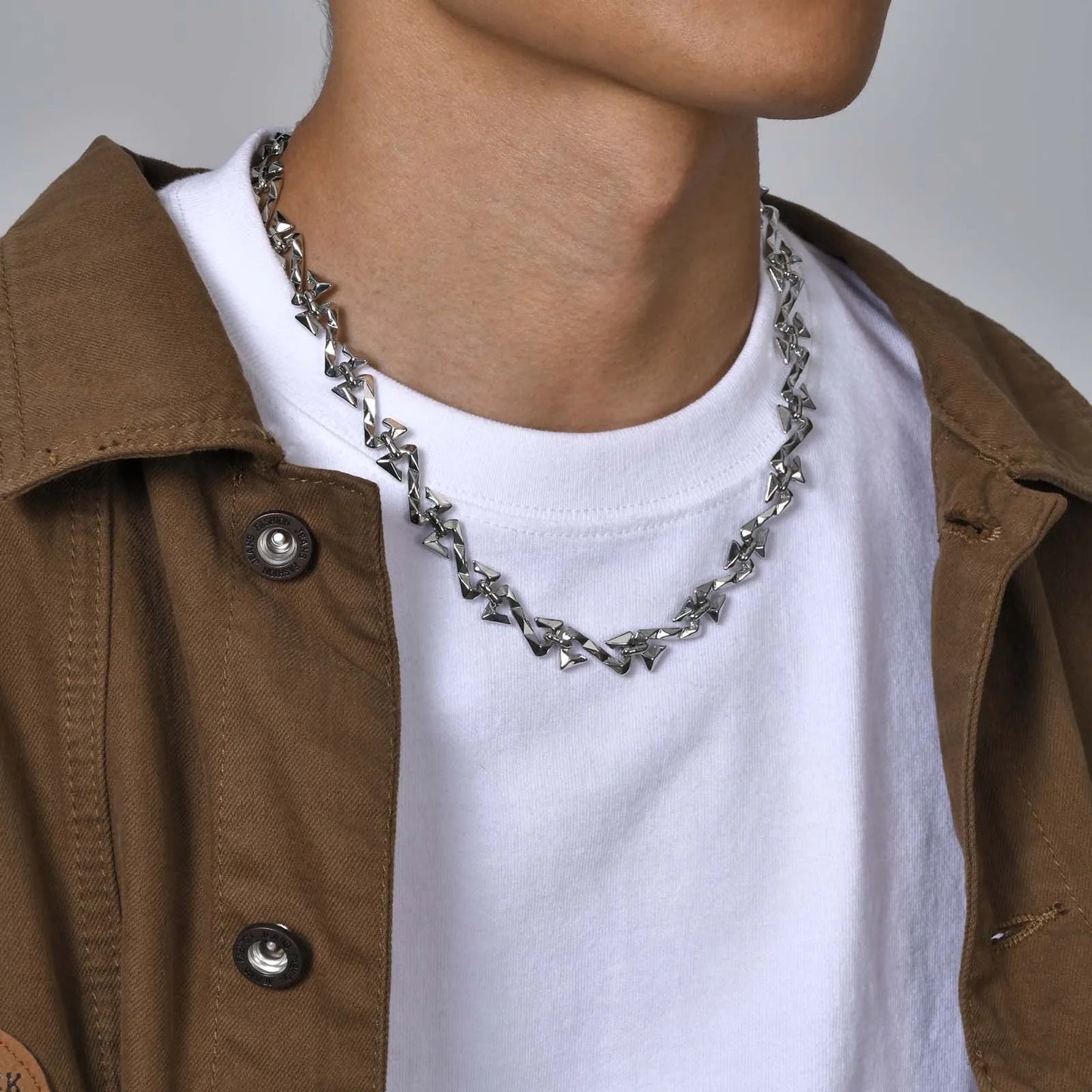 11mm Chain Necklaces for Men Women, Silver Color Unisex Chain Collar,Stylish Letter Z Links Choker, Cool Streetwear Jewelry