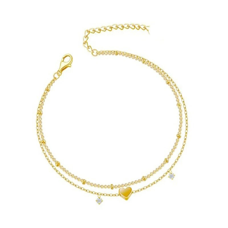 Women’s Love Heart Bracelet Gold Plated Summer Chain Jewelry Gift
