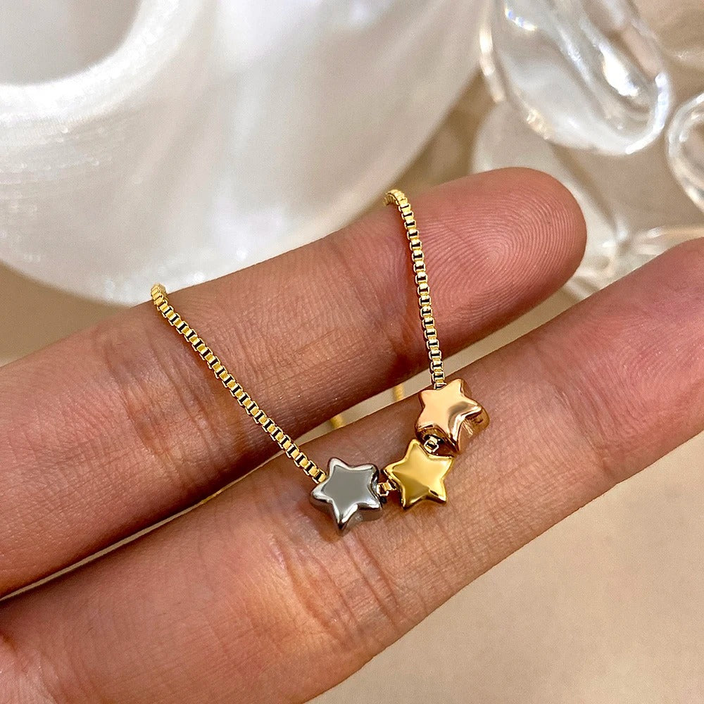 Exquisite Small Star Collarbone Chain Necklace for Women Stainless Steel Pentagram Pendant Necklace Lady Choker Jewelry Gifts