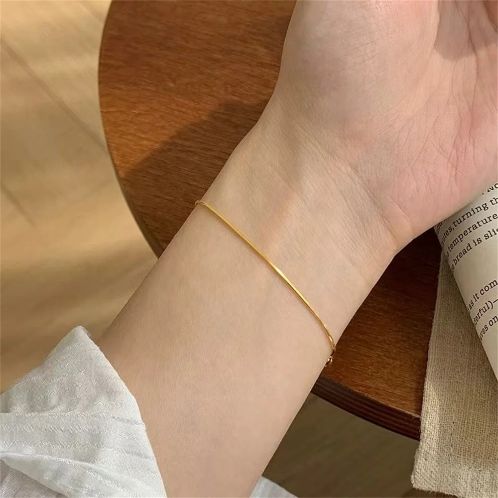 New Ultra-fine Stainless Steel Snake Chain Bracelet Gold Color Simple Bracelet For Women Jewelry Accessories