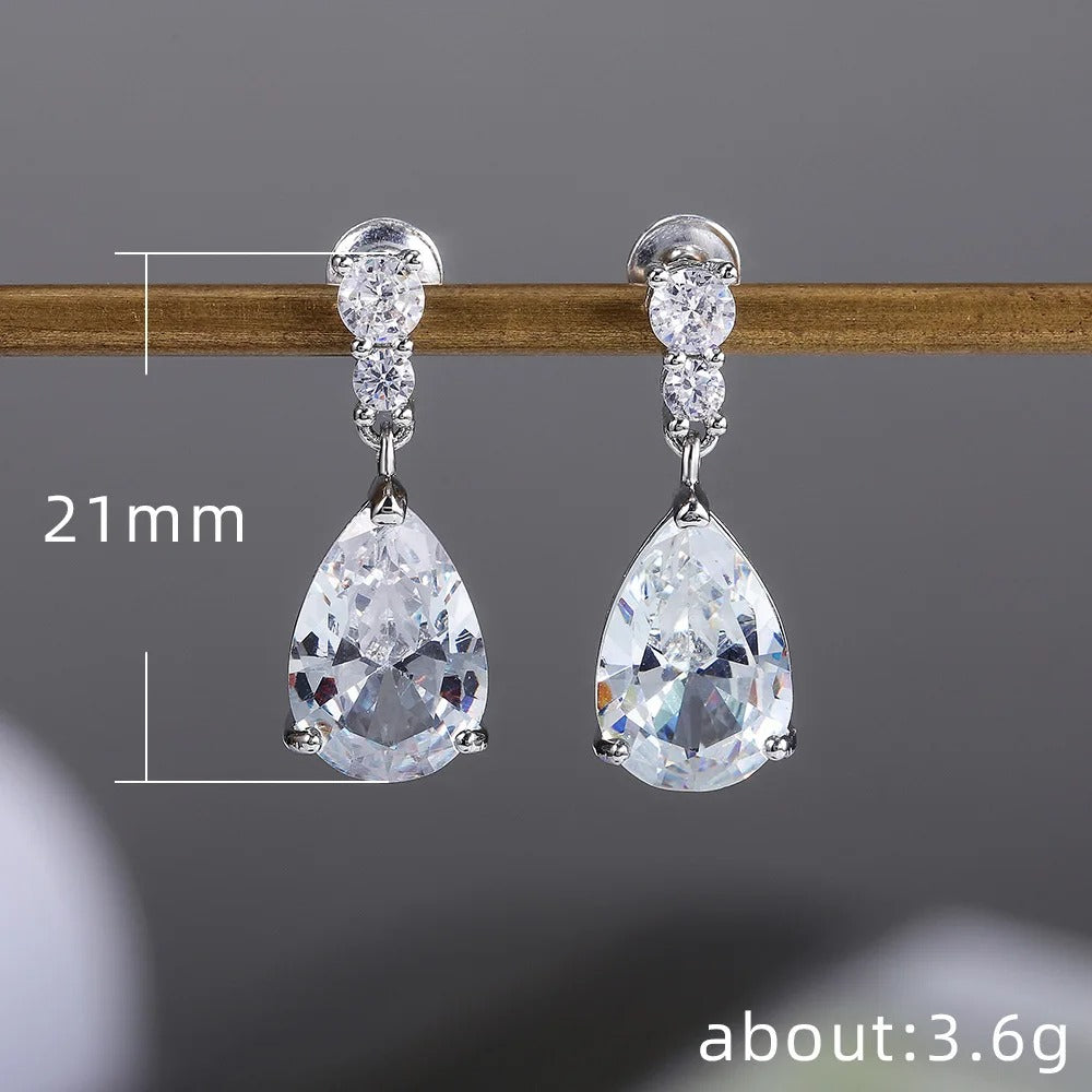 Zirconia Water Drop Charm Women Drop Earring Wedding Band Jewelry White/Purple High Quality Earrings