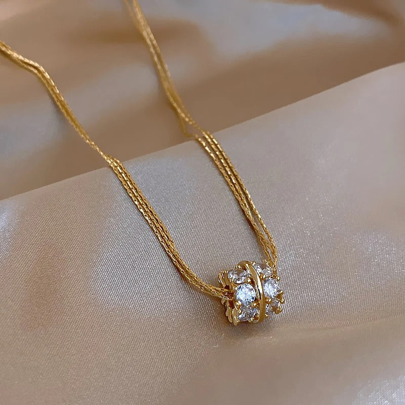 Luxury Gold Circle Pendant Necklace for Women Wedding Jewelry