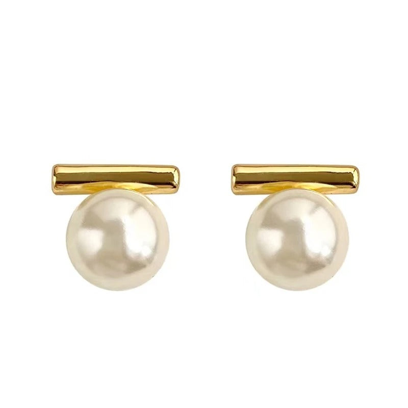 Grey Imitation Pearl Earrings French Minimalist Fashion Jewelry for Women