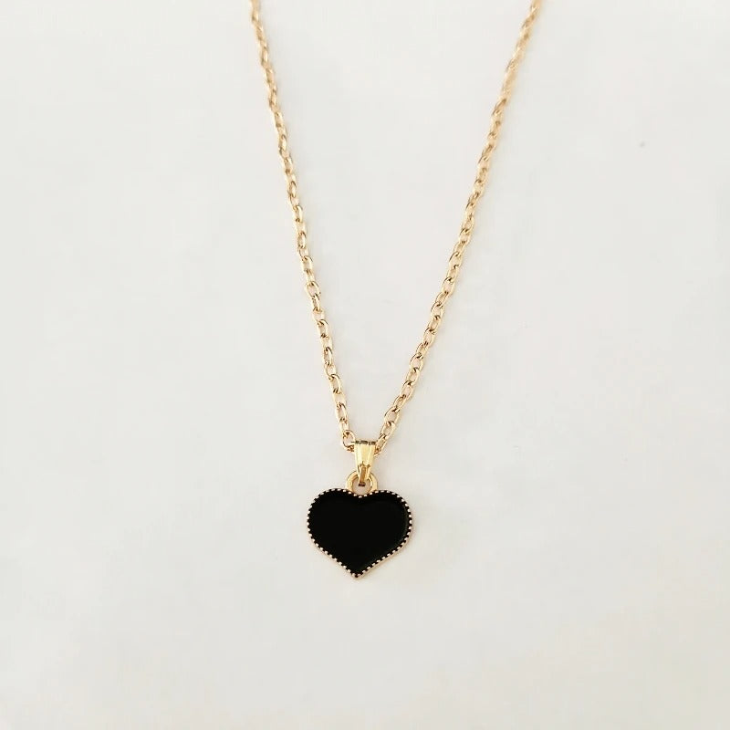 New Heart Pendants Necklaces for Women Black Red Love Drop Necklaces Gold Color Chain Necklaces Party Gifts