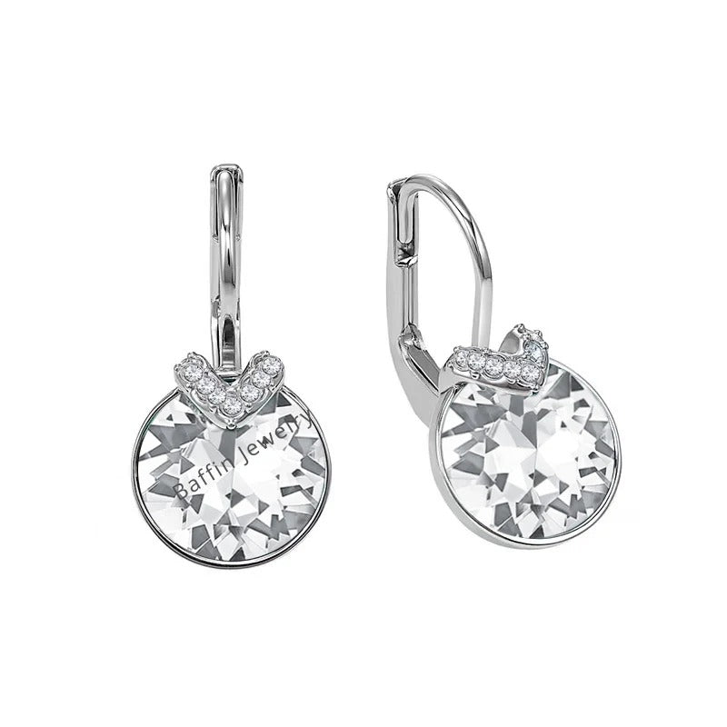 V Drop Crystal Earrings for Women Birthday Gift Dangle Silver Gold Jewelry
