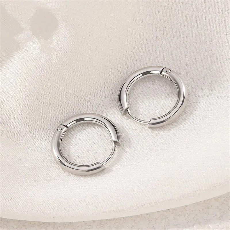 5pcs Set – Stainless Steel Circle Hoop Earrings for Women & Girls | Black, Gold, Silver Color