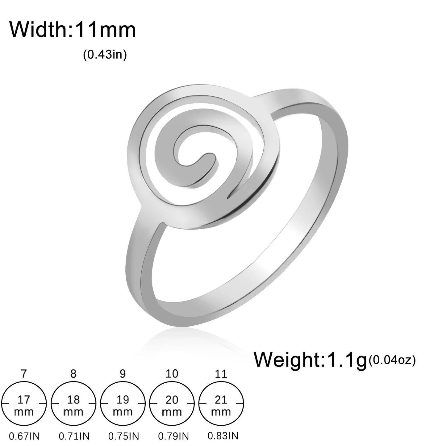Skyrim Spiral Curl Ring Minimalist Stainless Steel Circle Design for Women’s Fashion & Birthday Jewelry Gift