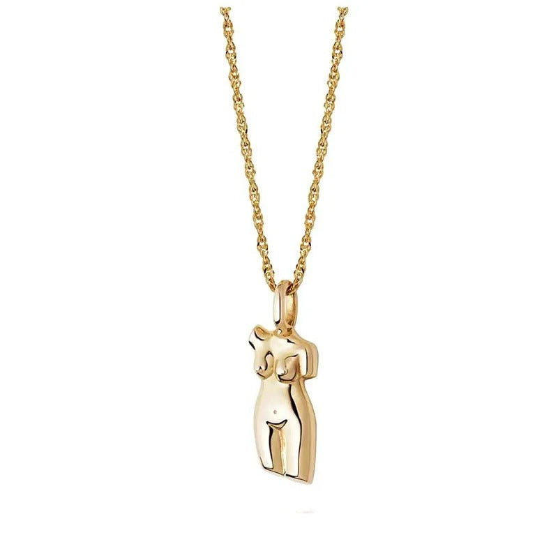 Tarnish Free&anti-allergic Stainless Steel 18k Gold Plated Abstract Human Face Body Charm Pendant Necklaces for Women