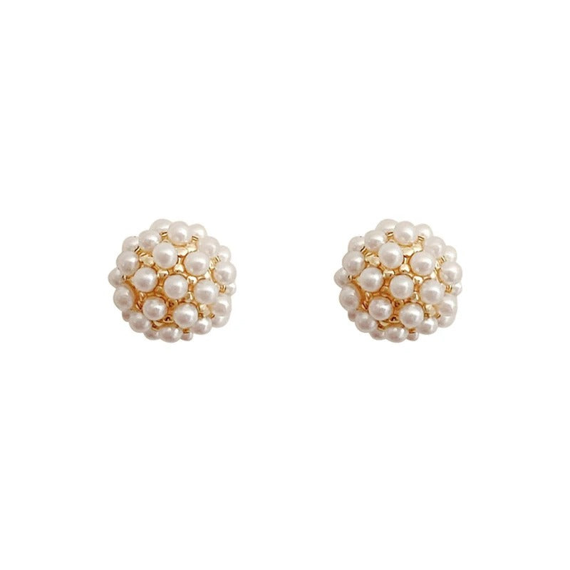 Japanese Korean New Style Simple Exquisite Pearl Rhinestone Geometric Fashion Earrings