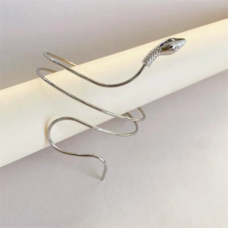 2025 Punk Coiled Snake Spiral Upper Arm Cuff Armlet Armband Bangle Women Jewelry Egypt Swirl Snake Arm Cuff Armlet Bracelet