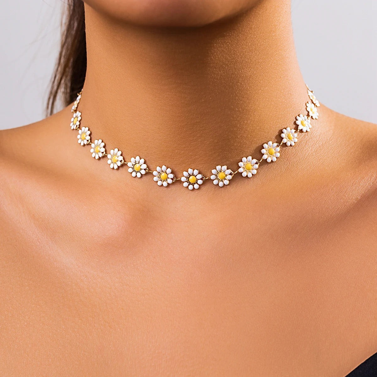 Women’s Flower Chain Choker K-pop Summer Statement Jewelry