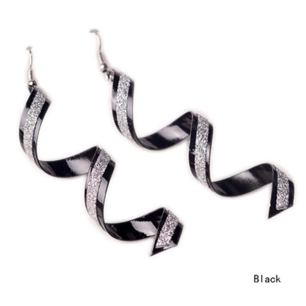 1pair Women Twist Spiral Dangle Charm Fall Earrings Jewelry Stainless Steel Long Peculiar Earrings 2025 Daily Trending Jewelry