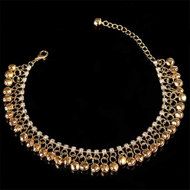 Personality Gold Silver Color Ethnic Tassel Bell Anklets for Women Girl Beach Foot Bracelet Anklet India Jewelry Accessories