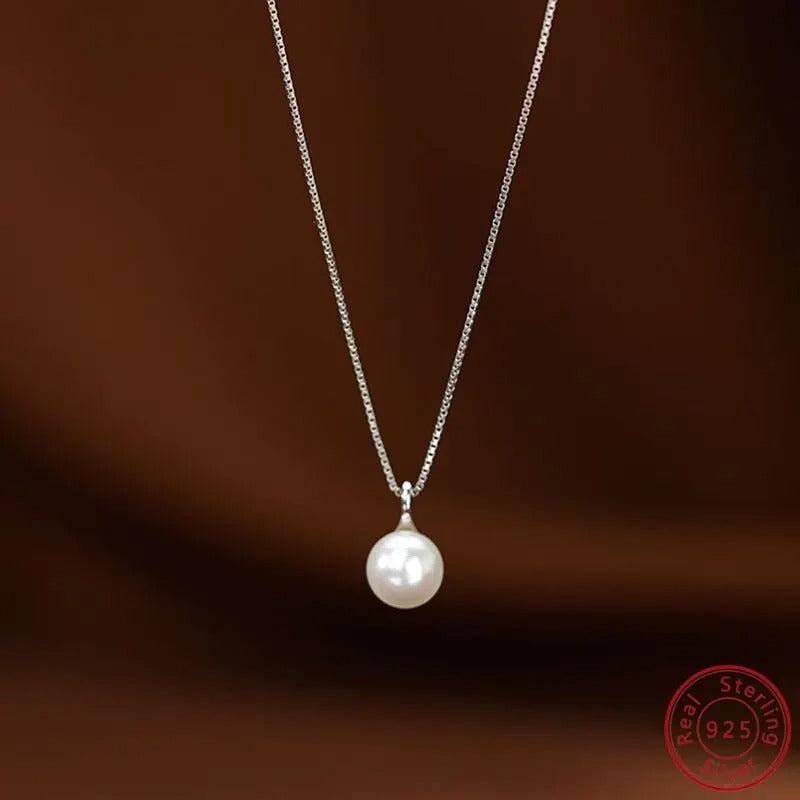 Silver Light Luxury Gold Plating Shell Imitation Pearl Pendant Necklace Women Fashion Clavicle Chain Jewelry