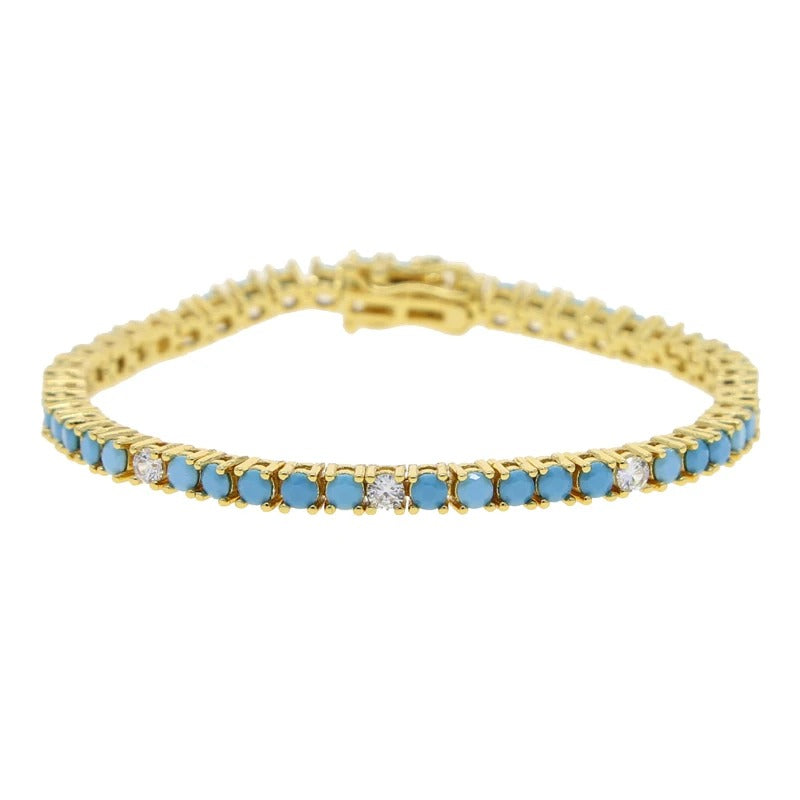 Women’s Geometric Turquoise Chain Bracelet Luxury Engagement Jewelry