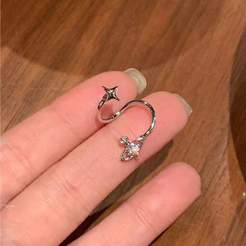 1PCS Star Surround Planet Spiral 316L Stainless Steel Ear Bone Nail for Women New Fashion Silver Color Earrings Accessories