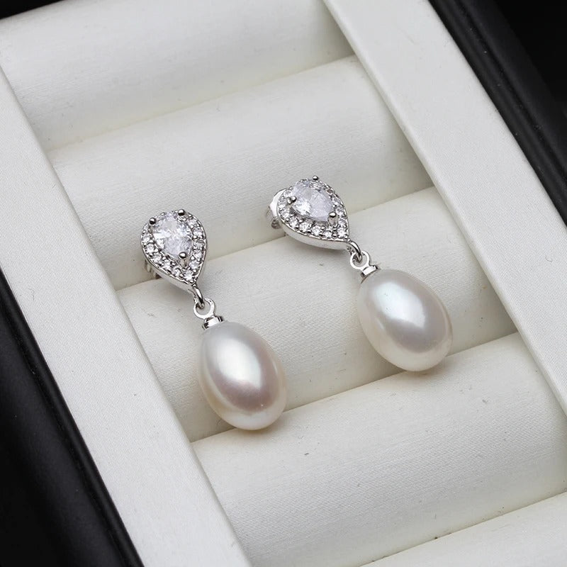 Vintage 925 Sterling Silver Freshwater Pearl Earrings – Elegant Bridal & Gift Jewelry for Women
