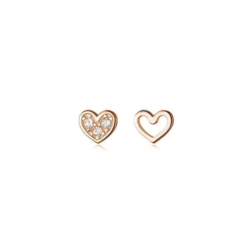 La Monada Womens Earrings Silver 925 Ear Piercing Small Hollow Heart 925 Silver Earrings For Women Silver Stud Earrings Girl
