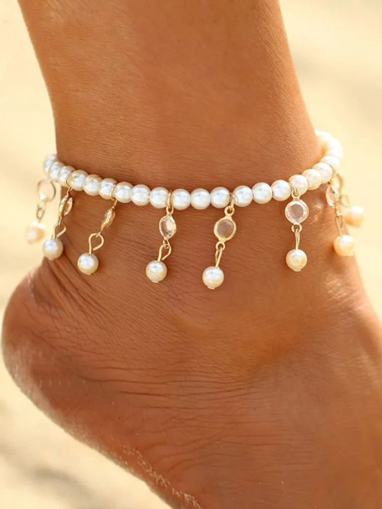 New Fashion Foot Chain Jewelry For Women Exquisite Gold Silver Color Shiny Rhinestones Ankle Bracelets Anklet