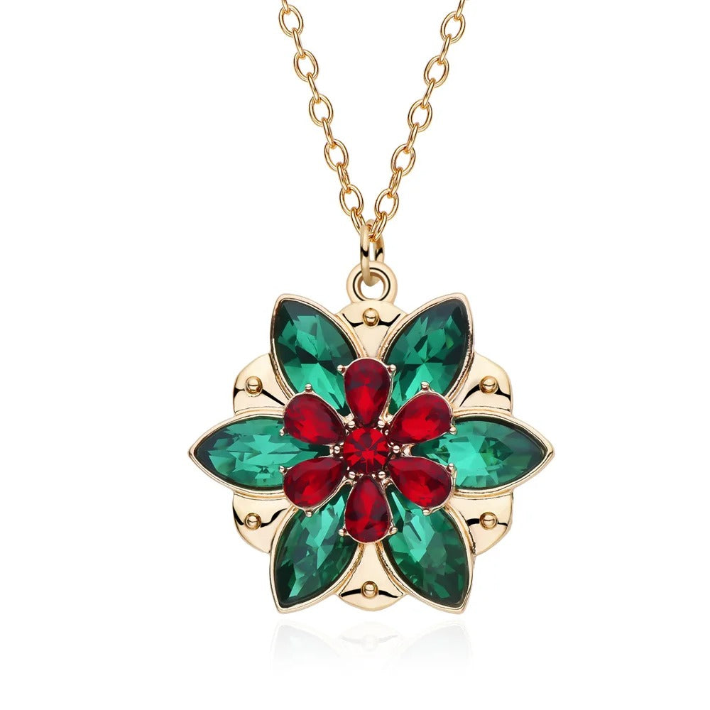 Classic Crystal Pendant Necklace New Fashion Zircon Vintage Flower Necklace for Girl Woman Jewelry Gift