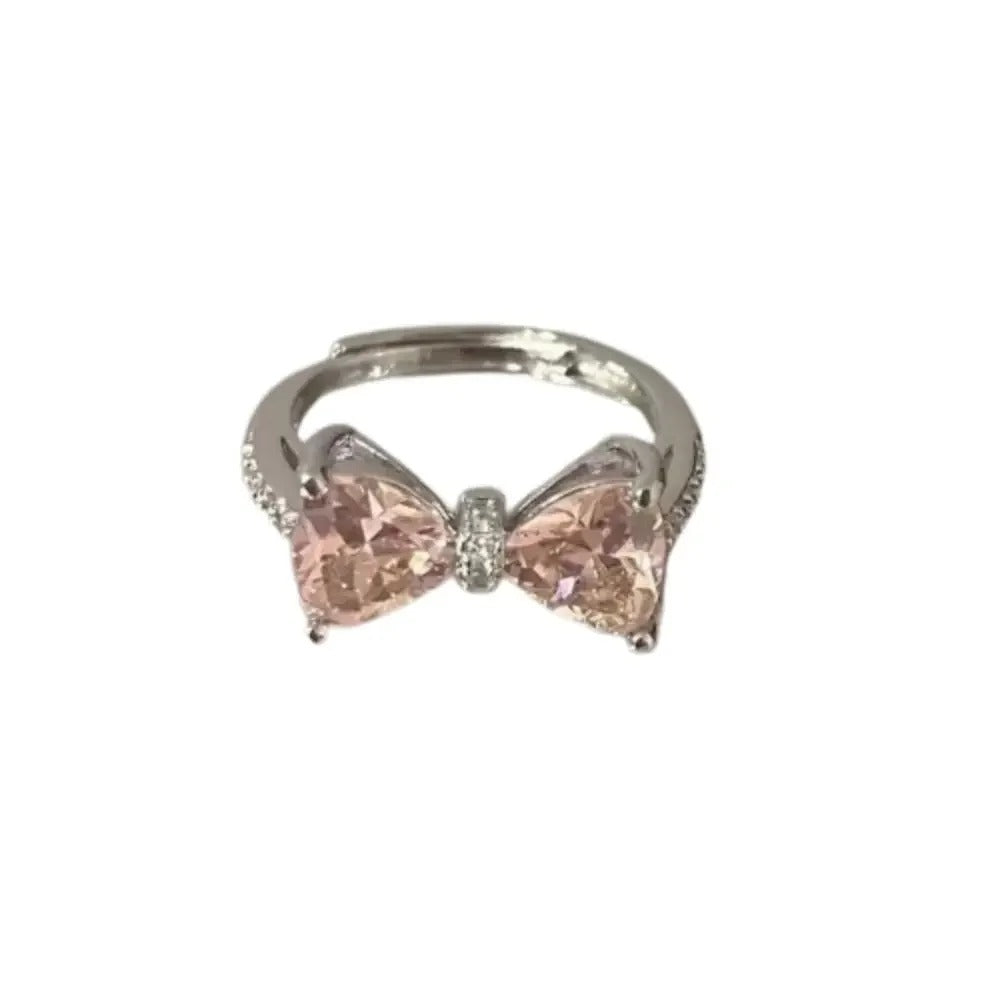 Fashion Bowknot Adjustable Finger Ring – Sweet Open Band Bow Ring for Women & Girls