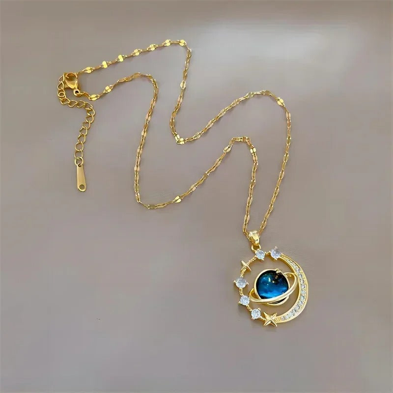 Delicate Starry Pendant Necklace for Women – Micro Inlaid Zircon Luxury Collares Jewelry Gift