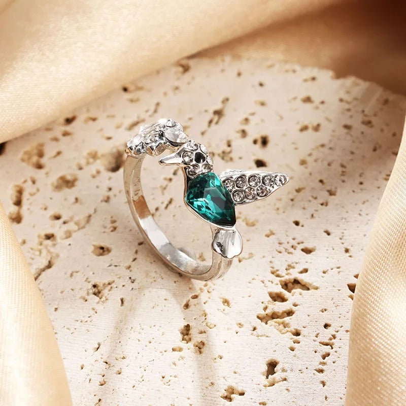 Green Hummingbird Adjustable Ring Trendy Fashion Jewelry for Women
