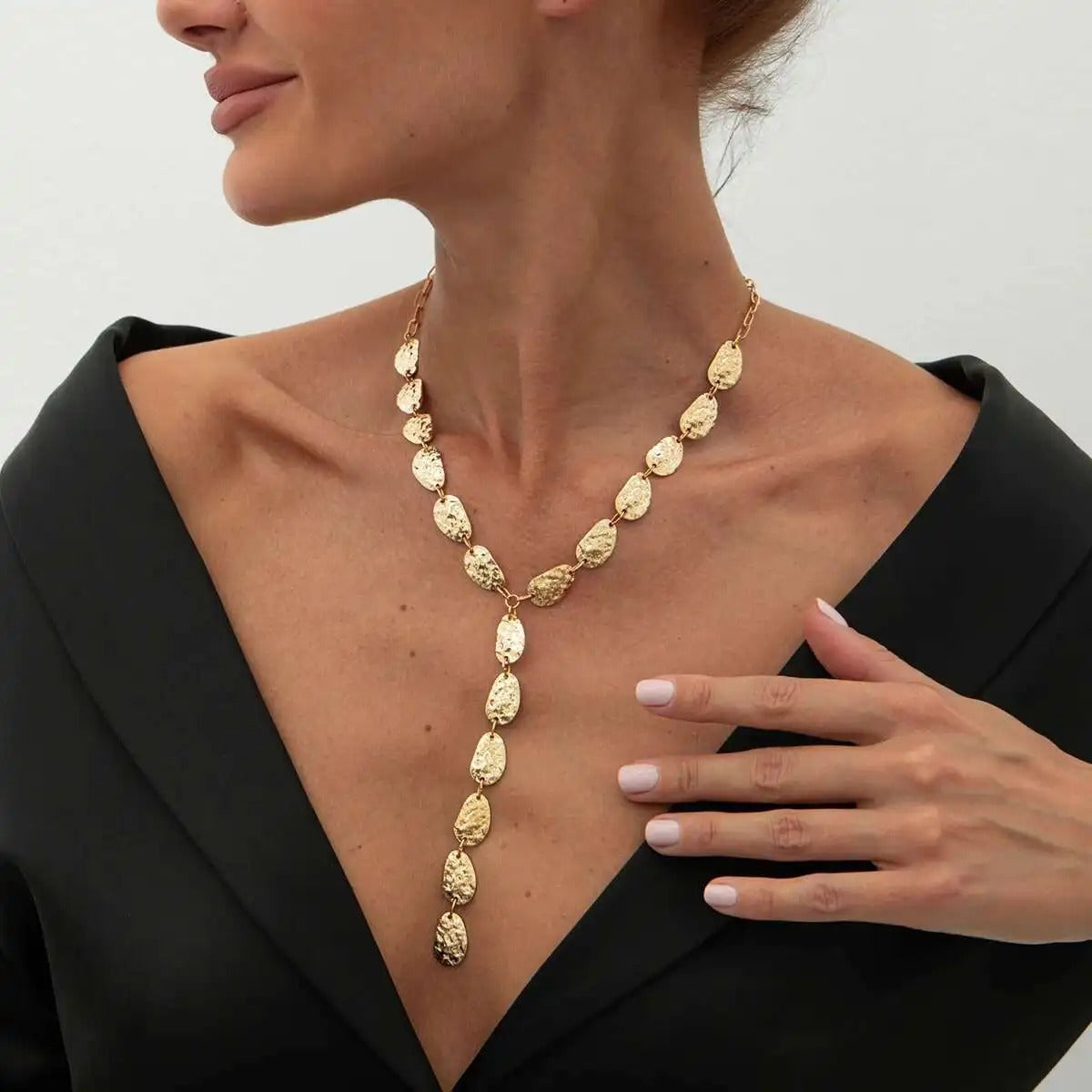 Vintage Irregular Baroque Y-shaped Necklace Women 2025 Simple Geometric Pendant Necklace Daily Jewelry Accessories