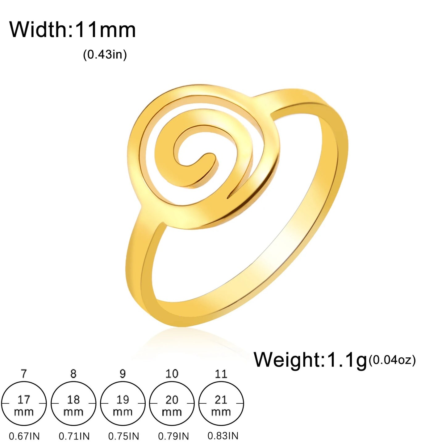 Skyrim Spiral Curl Ring Minimalist Stainless Steel Circle Design for Women’s Fashion & Birthday Jewelry Gift