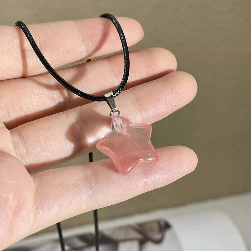 Pentagram Star Crystal Pendant Necklace Sacred Healing Gemstone Natural Stone Pendant for Women Girls Necklace Crystal Healing