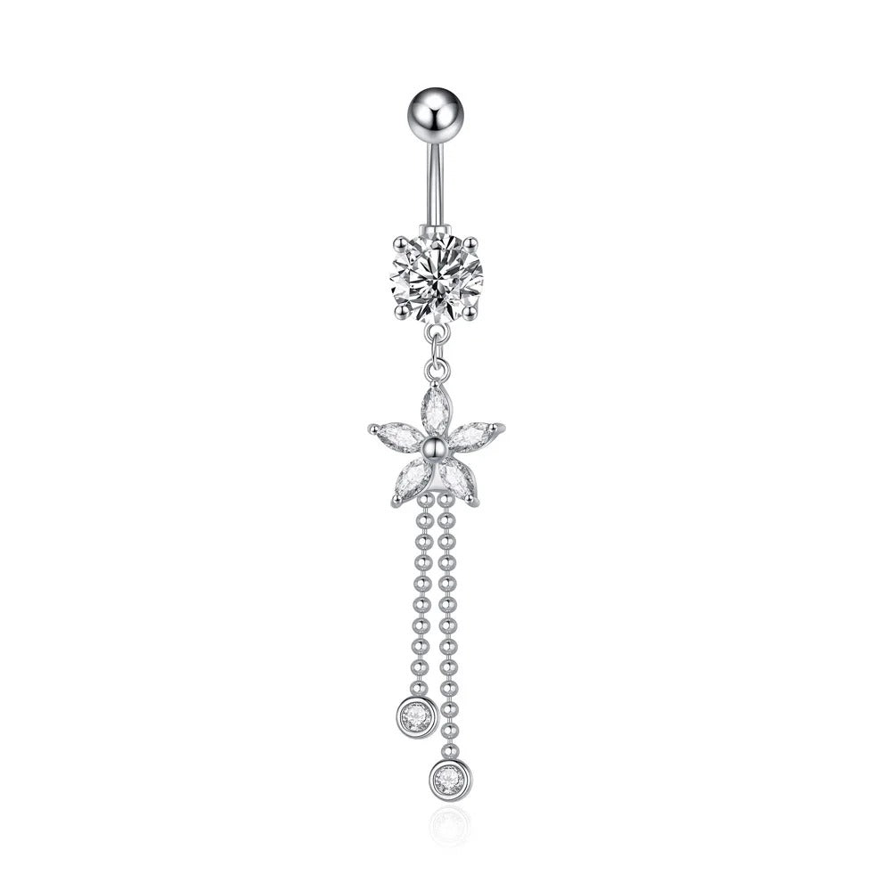 Trendy Angel Belly Button Rings Stainless Steel Zircon Butterfly for Women Body Belly Jewelry Pendant