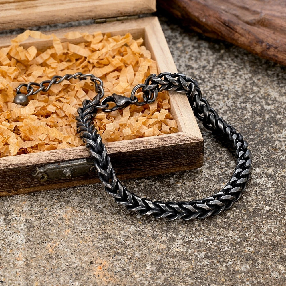 Retro Oxidized Black 6MM Cuban Chain Bracelet for Men