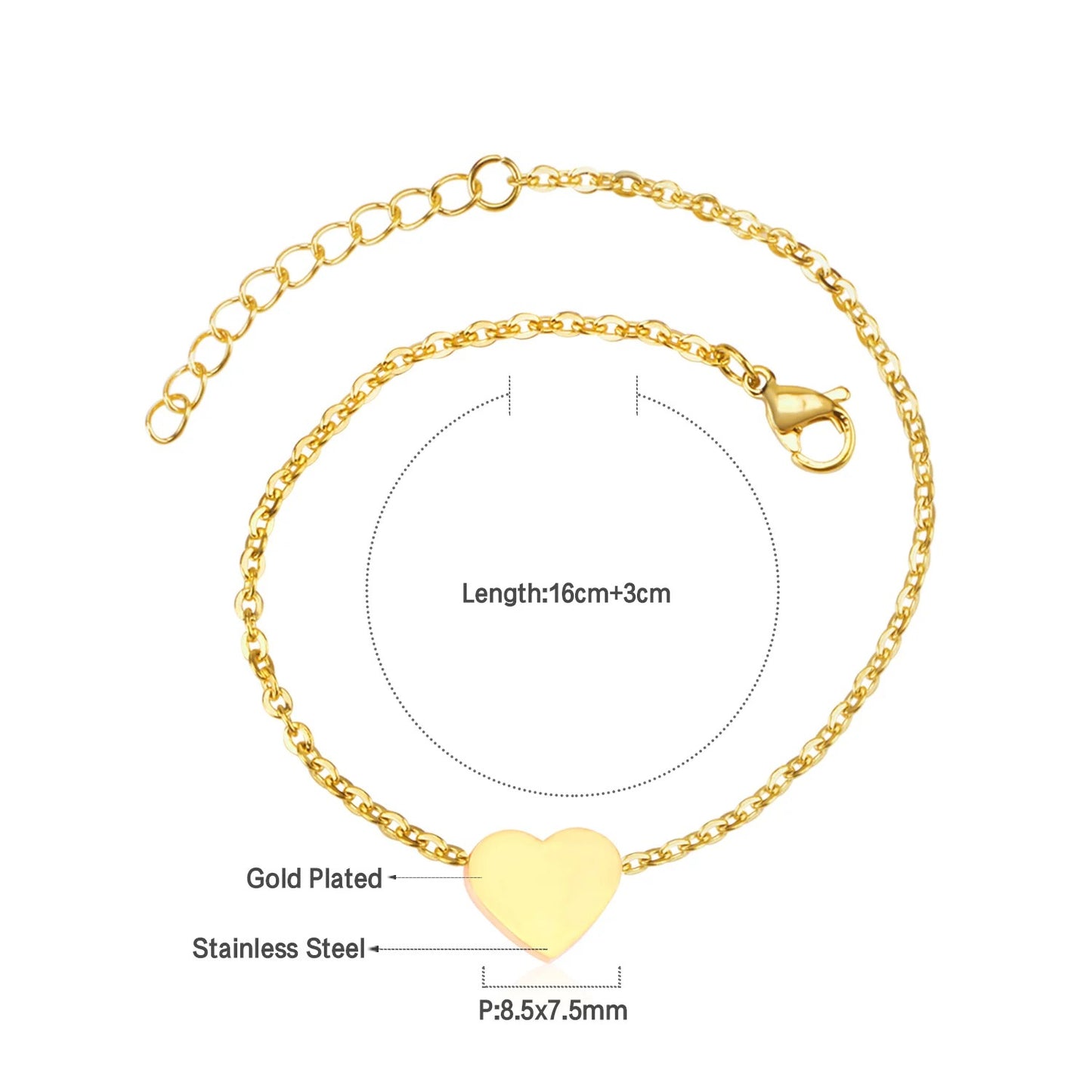 Dainty Heart Pendant Bracelet for Women Elegant Wrist Jewelry