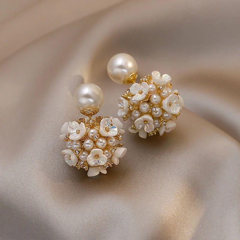 Japanese Korean New Style Simple Exquisite Pearl Rhinestone Geometric Fashion Earrings