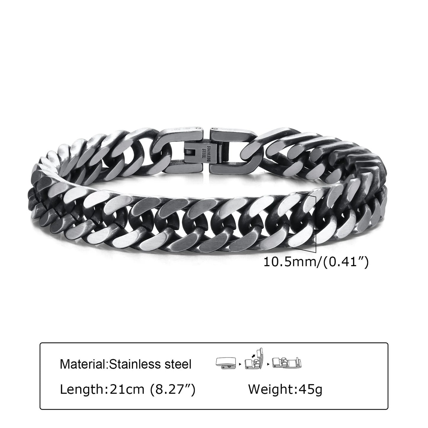 Vnox Chunky Cuban Chain Bracelet Vintage Stainless Steel Men’s Jewelry