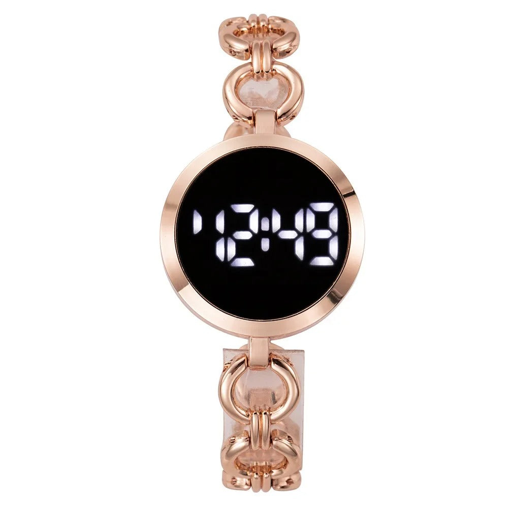 Simple Ladies Watches Rose Gold Stainless Steel Ladies Wristwatch LED Digital Watch for Women Electronic Clock Gift Reloj Mujer