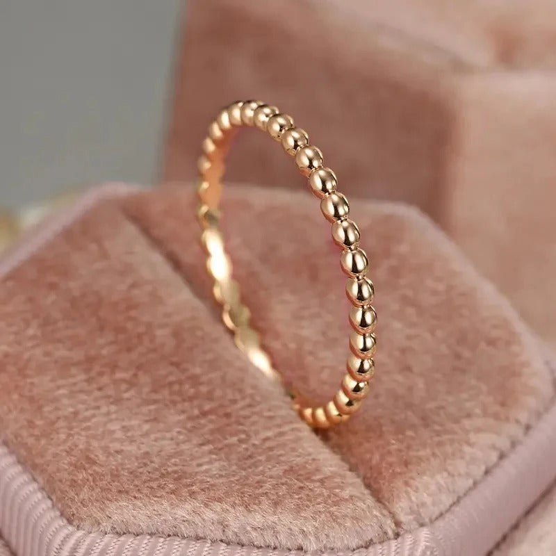 Minimalist Rings for Women Beads Band Design Exquisite Finger-rings Everyday Female Accessory Statement Jewelry