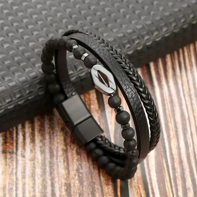 Classic Men's Leather Bracelet New Style Hand-woven Multi-layer Combination Accessory Fashion Jewelry