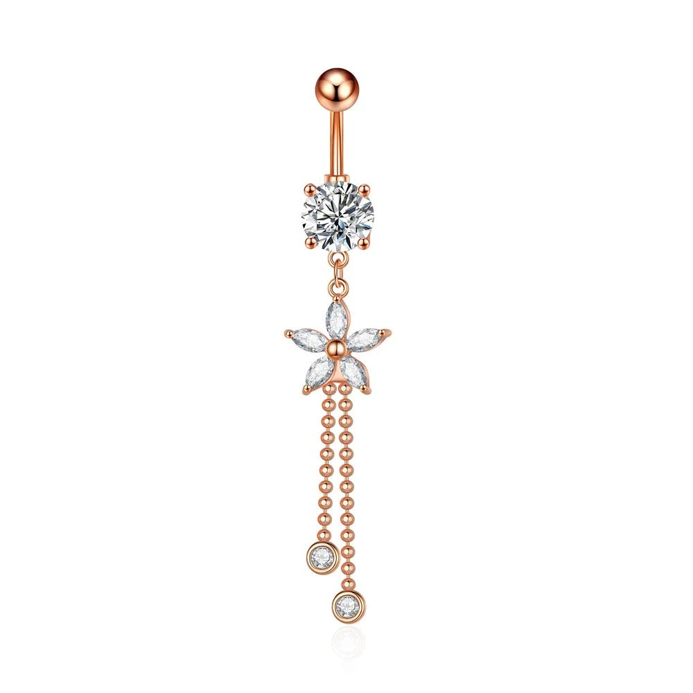 Trendy Angel Belly Button Rings Stainless Steel Zircon Butterfly for Women Body Belly Jewelry Pendant