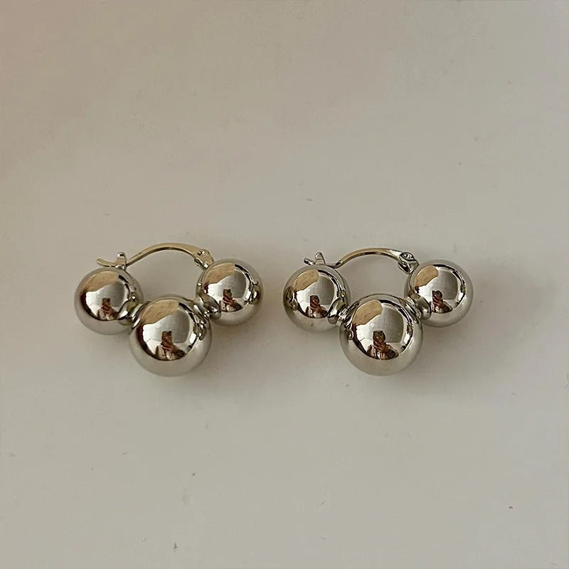 Metal Ball Earrings European And American Style Personalized Fashion Stud Earrings Ladies Girls Travel Wedding Accessories 2024