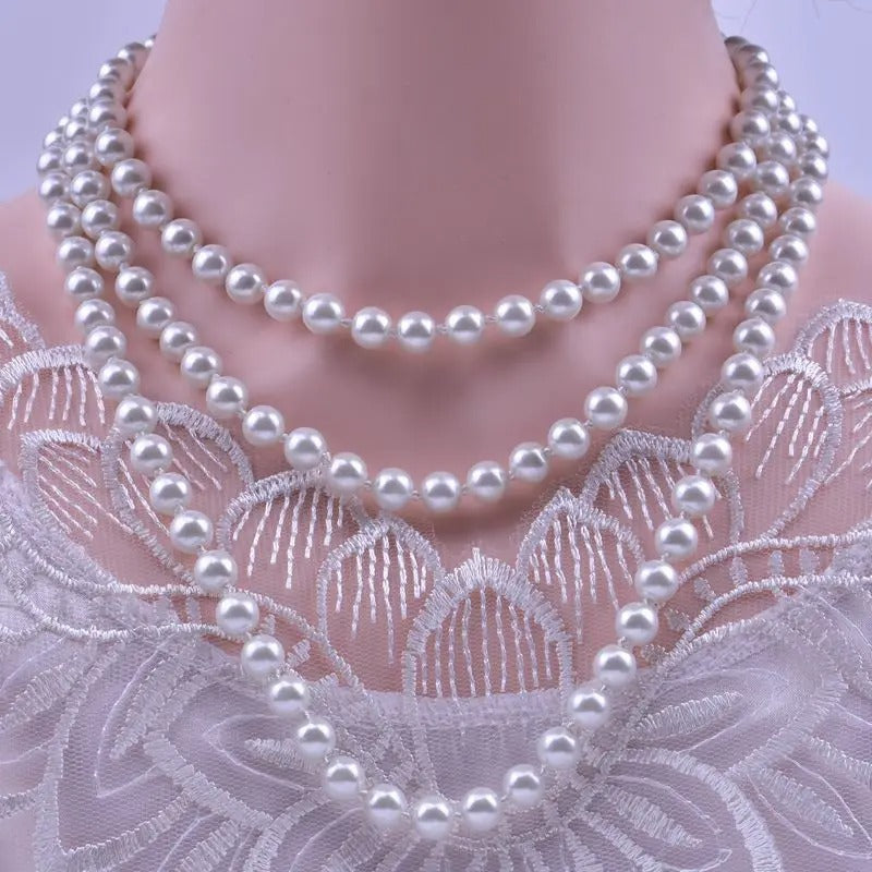 Knot Pearl Multi-Layer Necklace Women Long Sweater Chain Gift