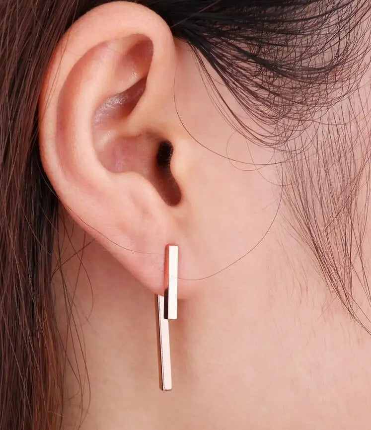 SMJEL 2025 New Fashion Simple T Bar Drop Earring for Women Geometric Ear Jacket Earrings Wedding Gifts S140