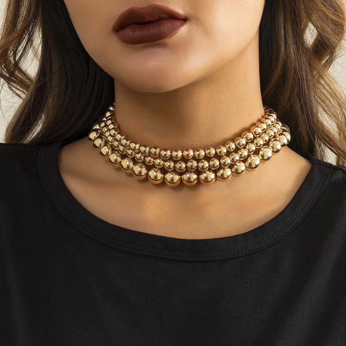 Multi-Layer White Imitation Pearl Necklace Bead Chain Punk Ladies Wedding Short Necklace Girl Charm Banquet Jewelry