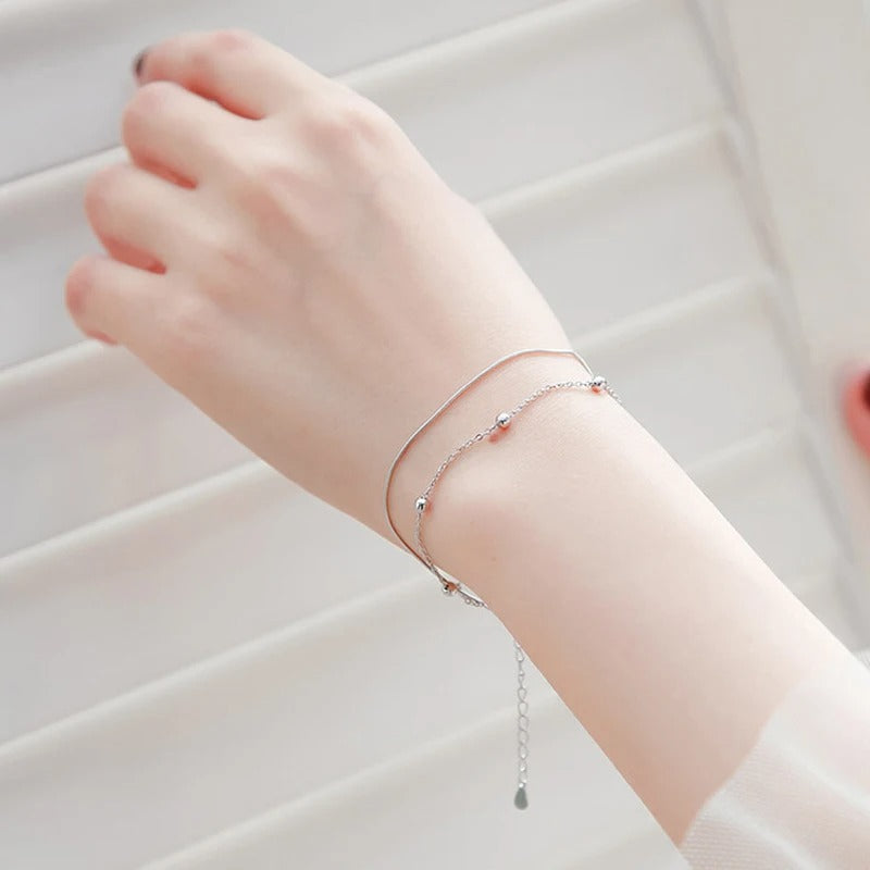 925 Silver Diamond-Studded Butterfly Bracelet Women's Fashion Temperament Flower Adjustable Bracelet
