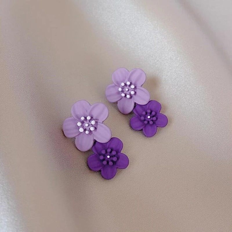 Coffee Flower Drop Dangle Earrings for Women New Korean Fashion Jewelry Wedding Party Girl Elegant Jewelry Accessories