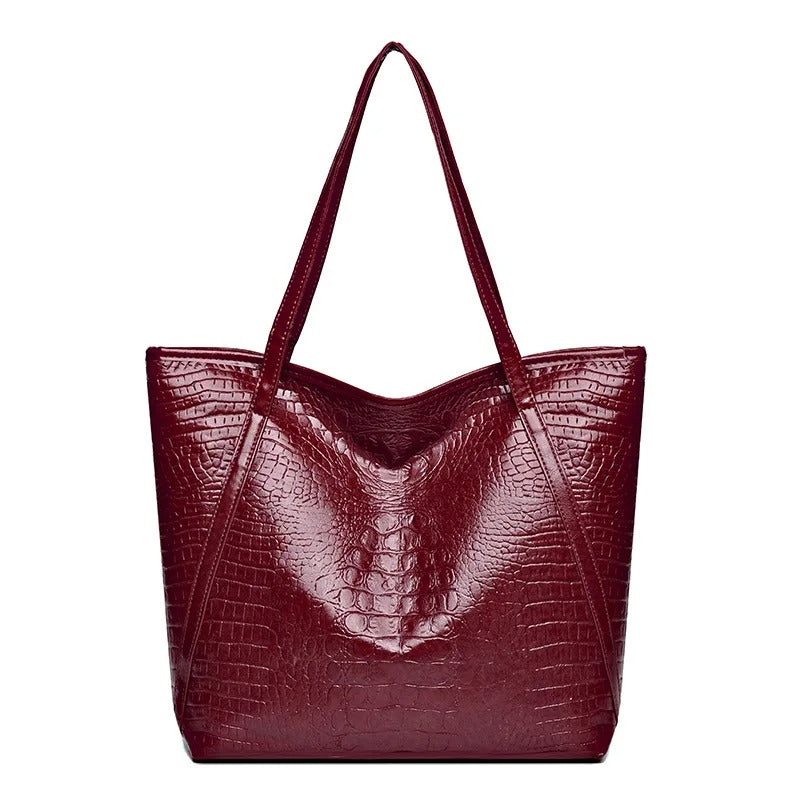 Women’s Retro Crocodile Pattern Tote Shoulder Bag
