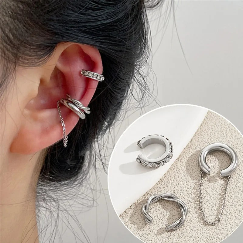 Pearl Pendant Ear Cuff Clip Earing Non-Piercing Bone Ear Ring Without Puncture Minimalist Asymmetric Earrings for Women Jewelry